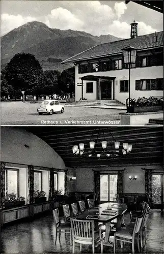 Ak Unterwössen in Oberbayern, Rathaus, Verkehrsamt