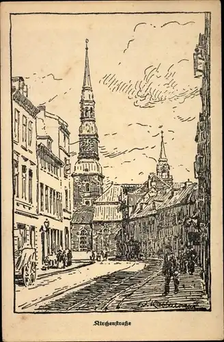 Künstler Ak Hamburg Altona, Kirchenstraße, Kirche, Opfertag 1916