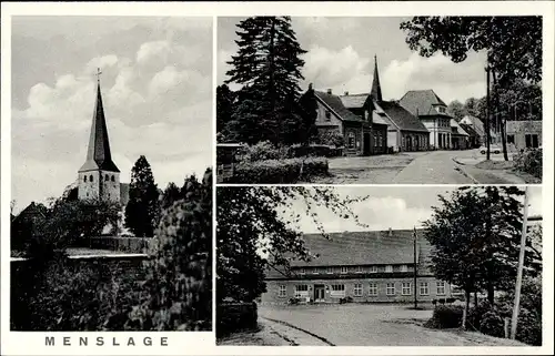 Ak Menslage in Niedersachsen, Kirche, Straßenpartien