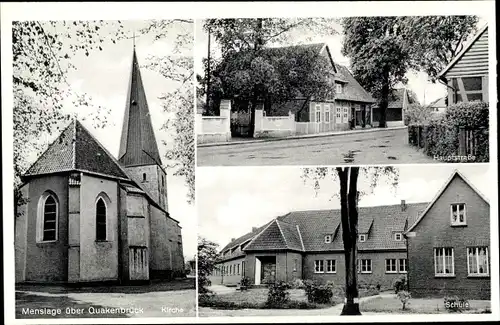 Ak Menslage in Niedersachsen, Kirche, Schule, Hauptstraße
