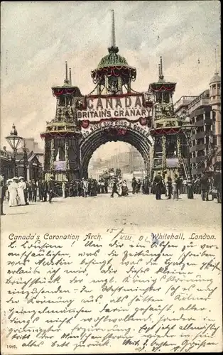 Ak London City England, Canada's Coronation Arch, Whitehall