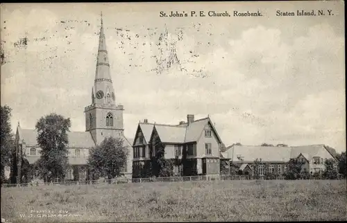 Ak Rosebank Staten Island New York USA, St. John's P.E. Church