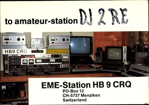 Ak QSL Karte, Funkerkarte, EME Station HB9CRQ, Menziken