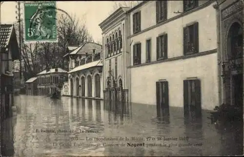 Ak Nogent sur Marne Val de Marne, Les Inondations de la Marne, Le Grand Etablissement