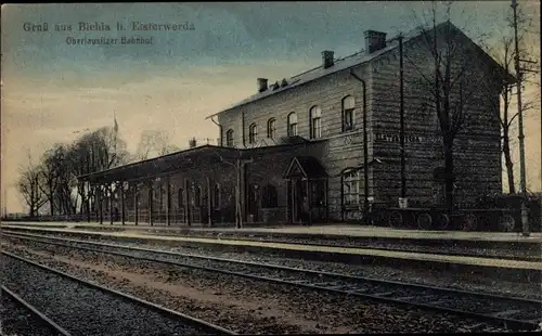 Ak Biehla Elsterwerda Brandenburg, Oberlausitzer Bahnhof, Gleisseite