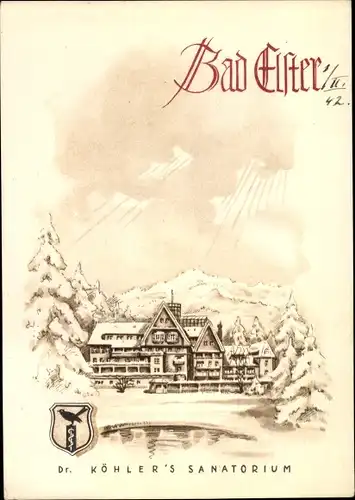 Künstler Ak Bad Elster im Vogtland, Dr. Köhlers Sanatorium