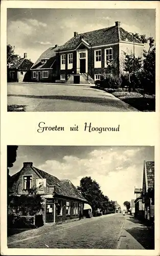 Ak Hoogwoud Nordholland Niederlande, Gebäude, Straßenansicht