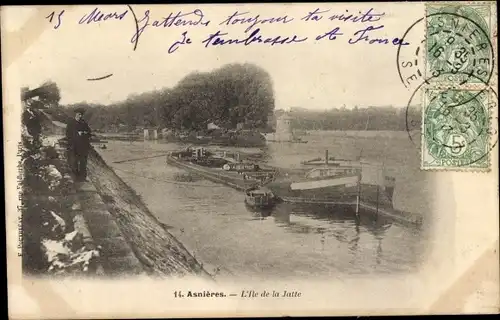 Ak Asnières Haut-de-Seine, L'Ile de la Jatte