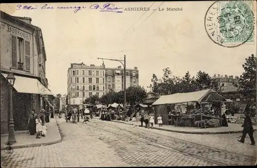 Ak Asnières Haut-de-Seine, Le Marche