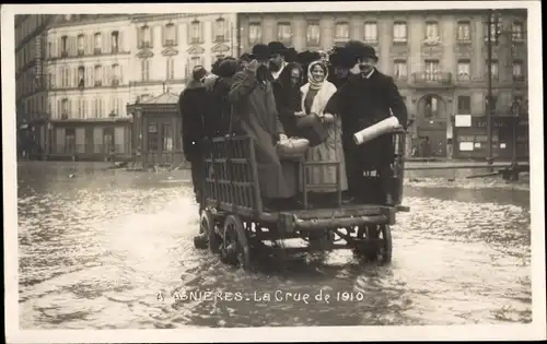 Foto Ak Asnières Hauts-de-Seine, La Crue de 1910