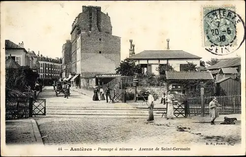 Ak Asnières Hauts-de-Seine, Passage a niveau, Avenue de Saint Germain