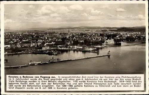 Ak Konstanz am Bodensee, Fliegeraufnahme