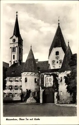 Ak Weißenhorn in Schwaben, Oberes Tor, Kirche