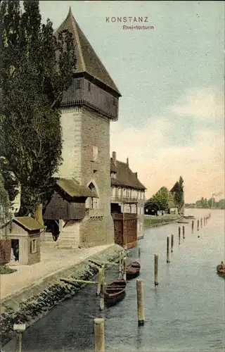 Ak Konstanz am Bodensee, Rheintorturm