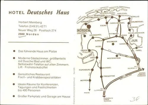 Ak Norden Ostfriesland, Hotel Deutsches Haus