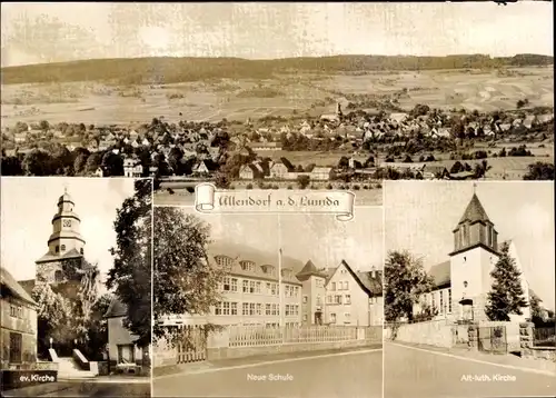 Ak Allendorf an der Lumda Hessen, Evangelische Kirche, Neue Schule, Alt-luth. Kirche, Gesamtansicht