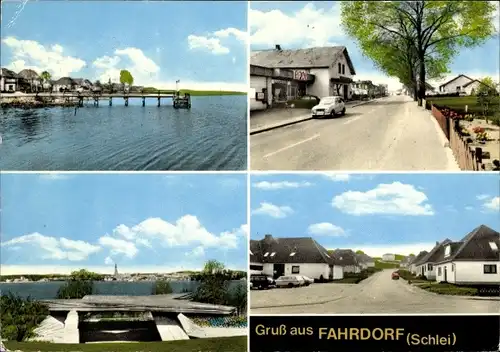 Ak Fahrdorf in Schleswig Holstein, Straßenpartie, Panorama von der Ortschaft und dem See