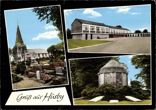 Ak Husby in Angeln, Kirche, Friedhof