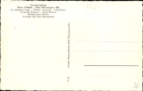 Ak Bad Hönningen, Fremdenheim Haus Schlick, Seitensicht