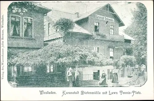 Ak Wiesbaden in Hessen, Kuranstalt Dietenmühle, Lawn Tennis Platz