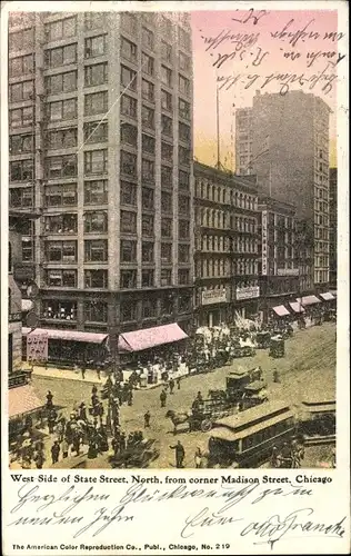 Ak Chicago Illinois, West Side of State Street, North, from corner Madison Street