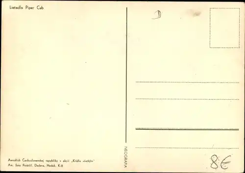 Ak Aeroklub Ceskoslovenskej republiky w akcji Kridla vsetkym, Letadlo Piper Cup
