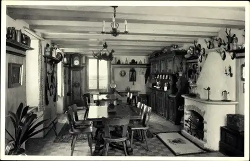 Ak Luzern Stadt Schweiz, Hotel Rothaus, E. Bachmann, Innenansicht, Kamin