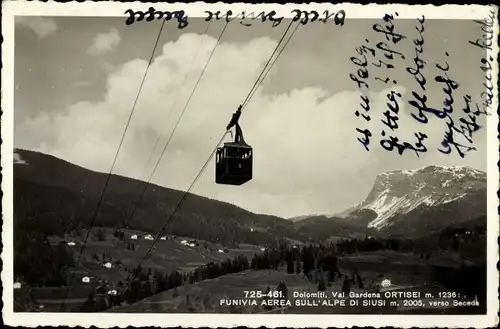 Ak Ortisei Südtirol, Funivia aerea Sull'Alpe di Siusi, Seilbahn, Dolomiti, Val Gardena