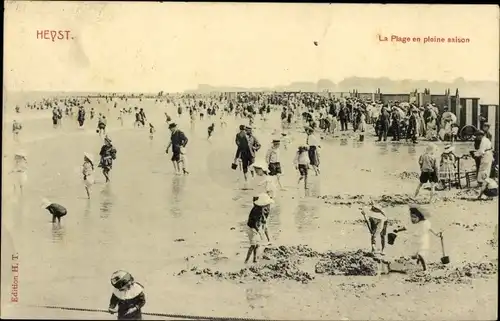 Ak Knokke Heist Heyst Knocke sur Mer Westflandern, La Plage en pleine saison