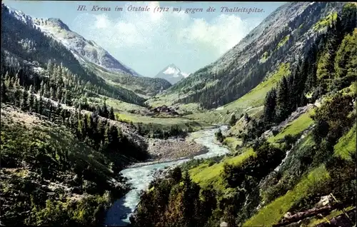 Ak Heiligkreuz Sölden in Tirol, Blick gegen die Thalleitspitze