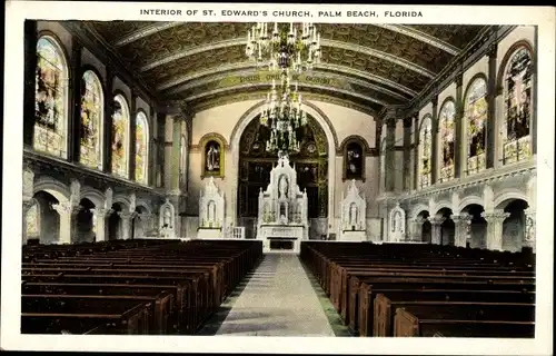 Ak Palm Beach Florida USA, Interior of St. Edward's Church