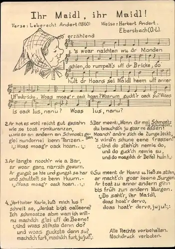 Lied Ak Ihr Maidl, Herbert und Leberecht Andert