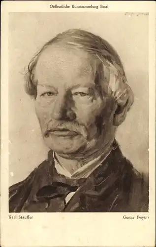 Künstler Ak Stauffer, Karl, Schriftsteller Gustav Freytag, Portrait