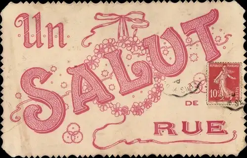 Buchstaben Ak Rue Somme, Un Salut, Schleife, Blumen, Souvenir