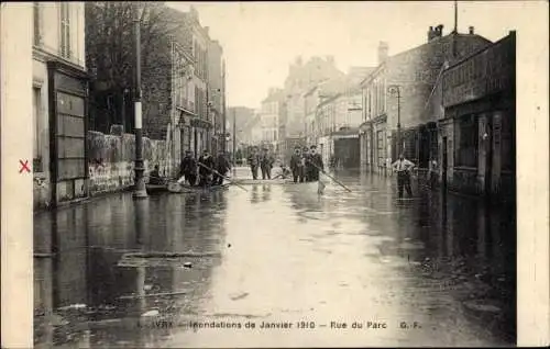 Ak Ivry sur Seine Val de Marne, Inondations de Janvier 1910, Rue du Parc