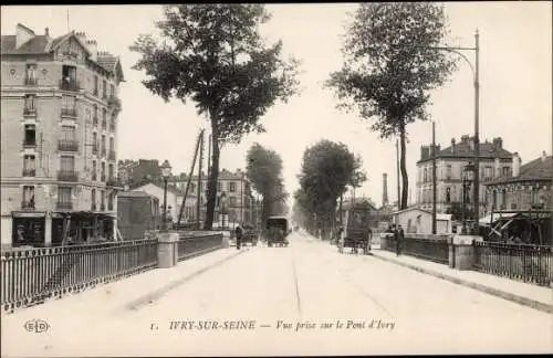 Ak Ivry sur Seine Val de Marne, Vue prise sur le Pont d'Ivry