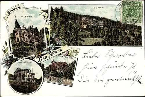 Litho Bad Berka in Thüringen, Villa Alma, Villa Amerikana, Harth