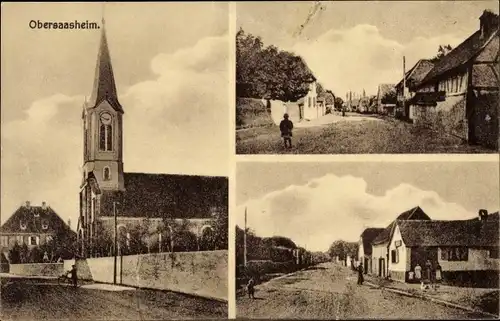 Ak Obersaasheim Elsass Haut Rhin, Kirche, Ortsansichten