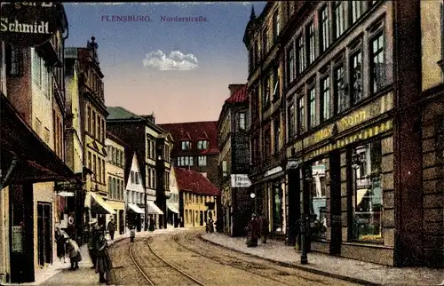 Ak Flensburg in Schleswig Holstein, Norderstraße, Handlung Max Horn