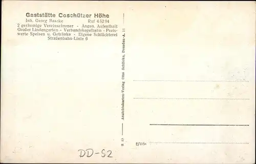 Ak Dresden Coschütz, Gaststätte Coschützer Höhe