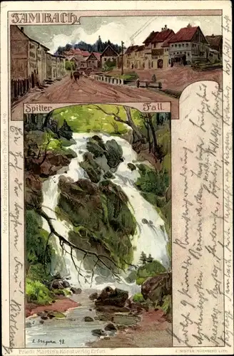 Künstler Litho Stagura, Albert, Tambach Dietharz, Spitter Fall, Straße im Ort