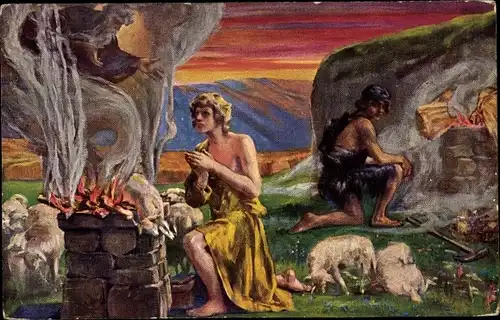 Künstler Ak Biblische Szene, Kain und Abel, Altes Testament