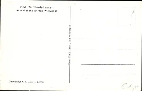 Ak Reinhardshausen Bad Wildungen in Nordhessen, Blick auf den Ort, Fliegeraufnahme