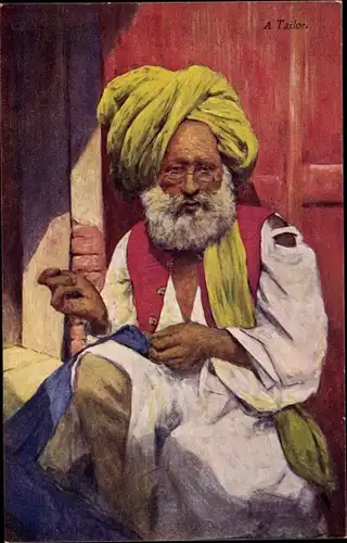 Ak Indien, A Tailor, Indischer Schneider, Turban