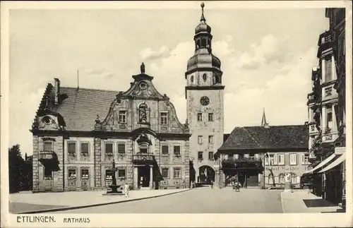 Ak Ettlingen in Baden Württemberg, Rathaus