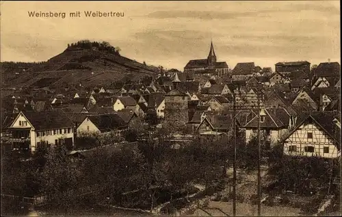 Ak Weinsberg im Kreis Heilbronn, Burg Weibertreu, Blick auf den Ort