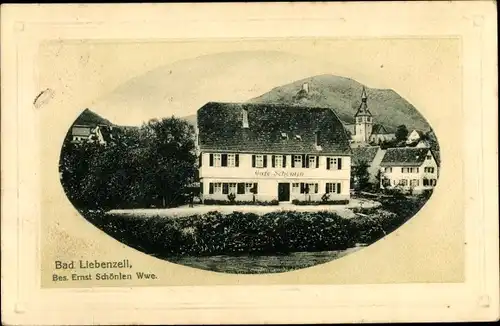 Präge Passepartout Ak Bad Liebenzell im Schwarzwald, Cafe, Teilansicht der Ortschaft