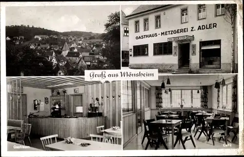 Ak Mönhseim im Kreis Leonberg, Gasthaus und Metzgerei zum Adler, Innenansicht