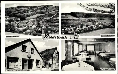 Ak Riedelbach Weilrod im Taunus, Cafe und Pension Lohnstein, Innenansicht, Blick auf den Ort