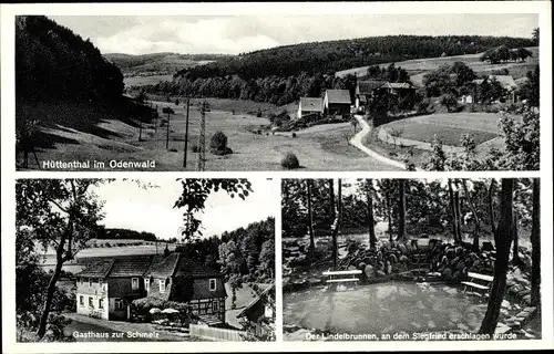 Ak Hüttenthal Mossautal im Odenwald, Gasthof zur Schmelz, Lindelbrunnen